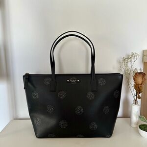 Kate Spade Black Tote Bag with Shimmer Dots